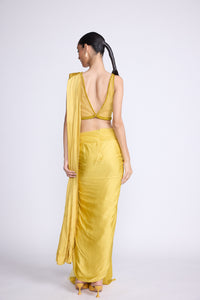 Yellow Pre Drape Saree