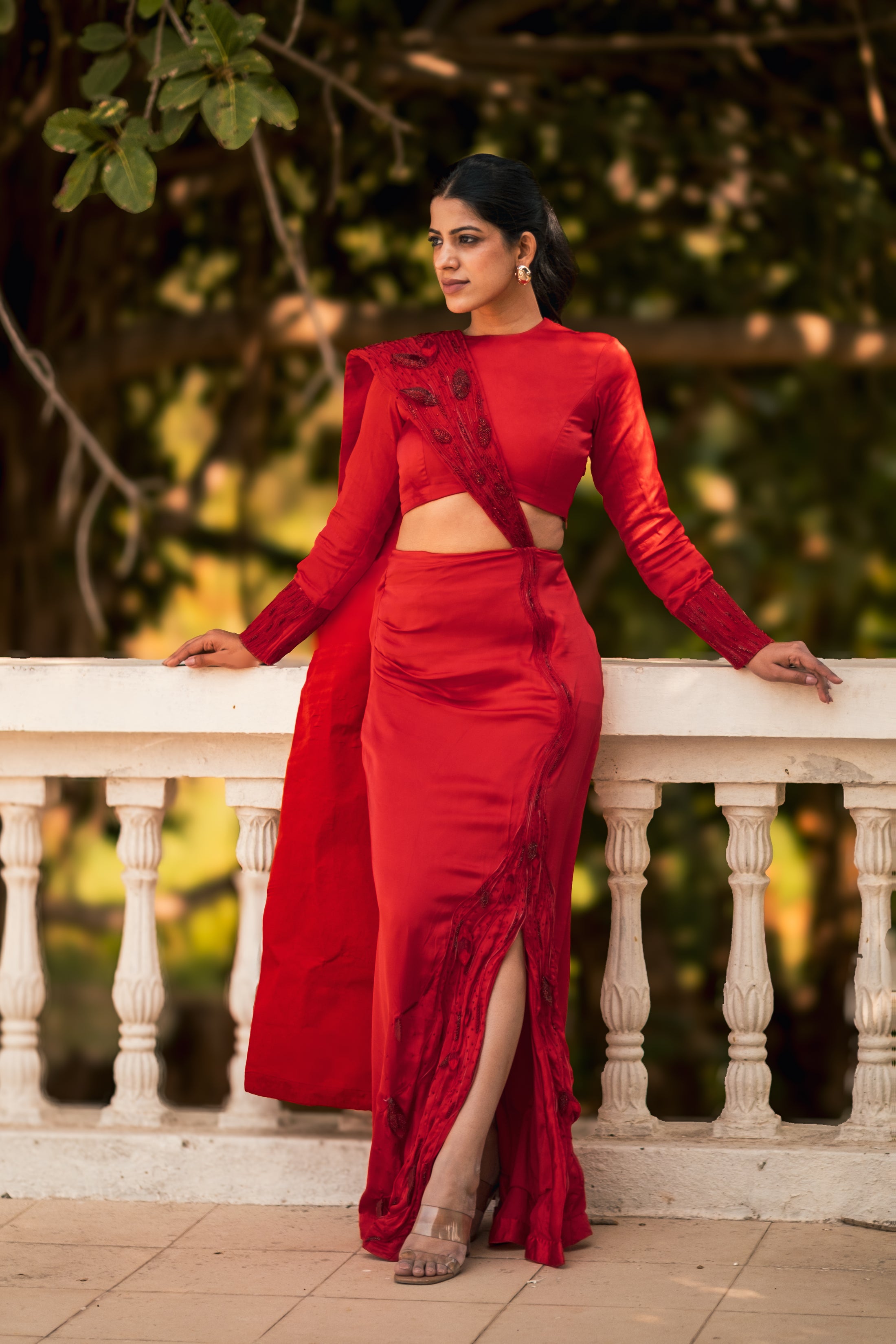 Red Structure Saree