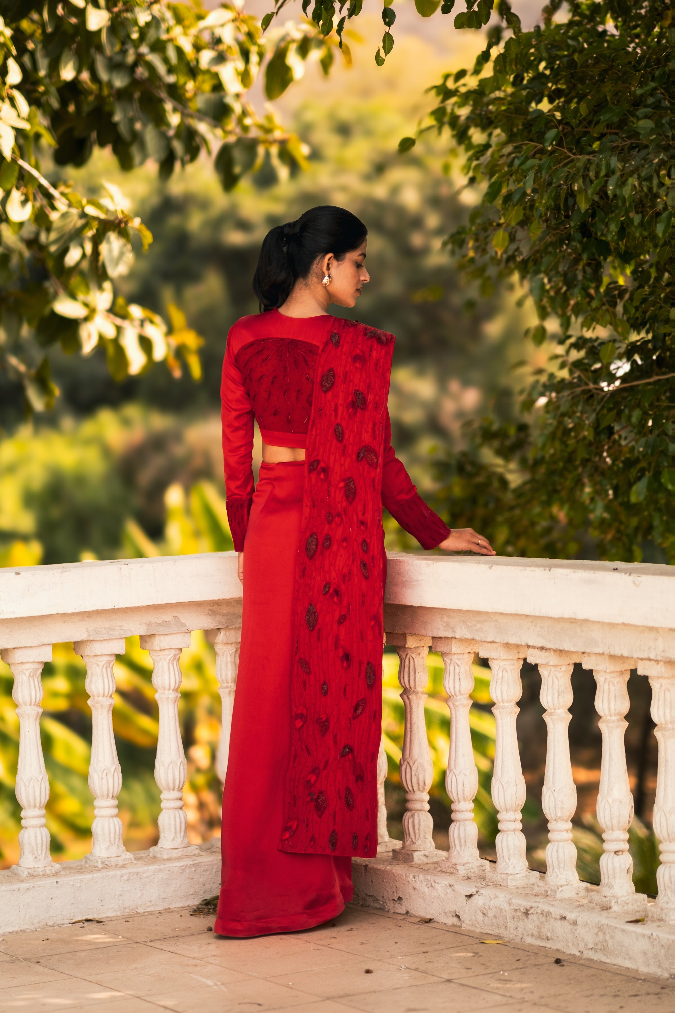 Red Structure Saree