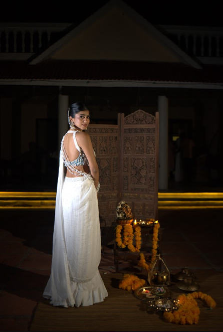 Ivory Pearl Saree